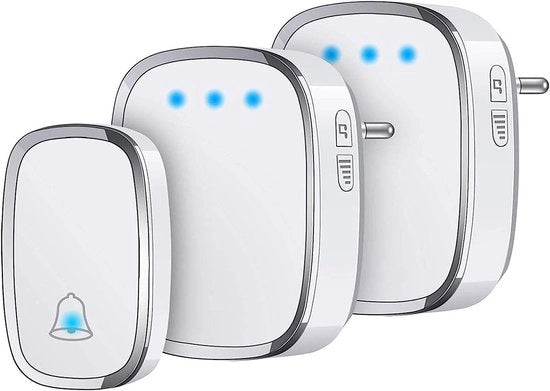 Deurbel Wireless - 300m di Raggio - Indicatore LED - 1 Trasmittente & 2 Ricevitori - 36 Suoni - 5 Livelli di Volume