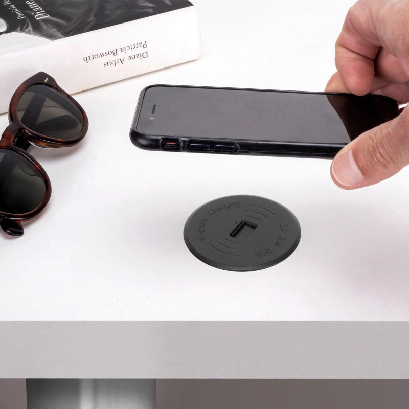 Caricabatterie wireless nascosto Airtop 2, D.60mm, 5V DC 2A (Qi-10W), Tecnoplastica, Nero