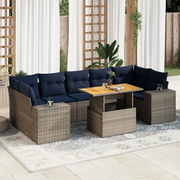 Set Divano da Giardino 8 pz con Cuscini Grigio in Polyrattan 3327351