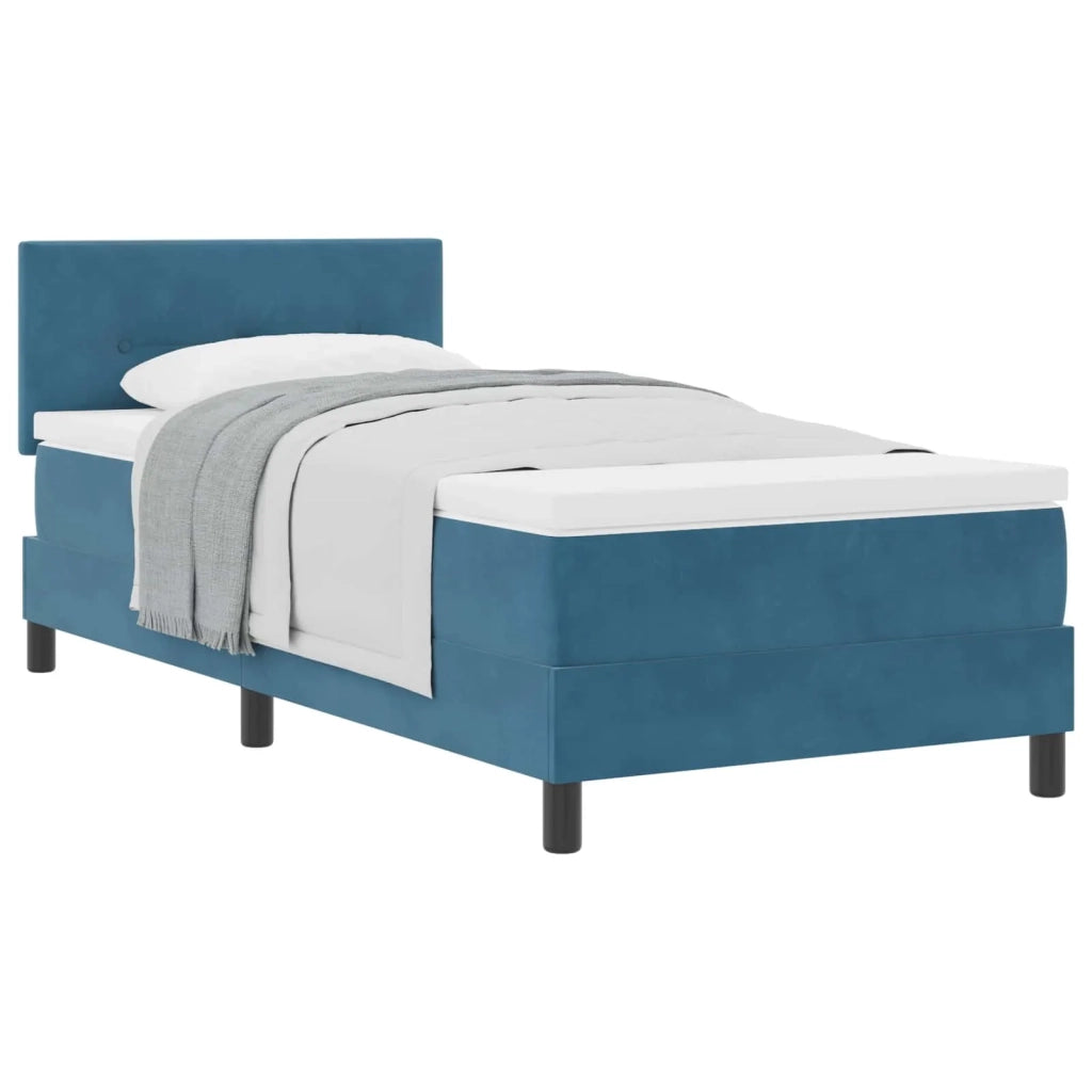Letto a molle con materasso Blu Scuro 90 x 200 cm Velluto 3339150