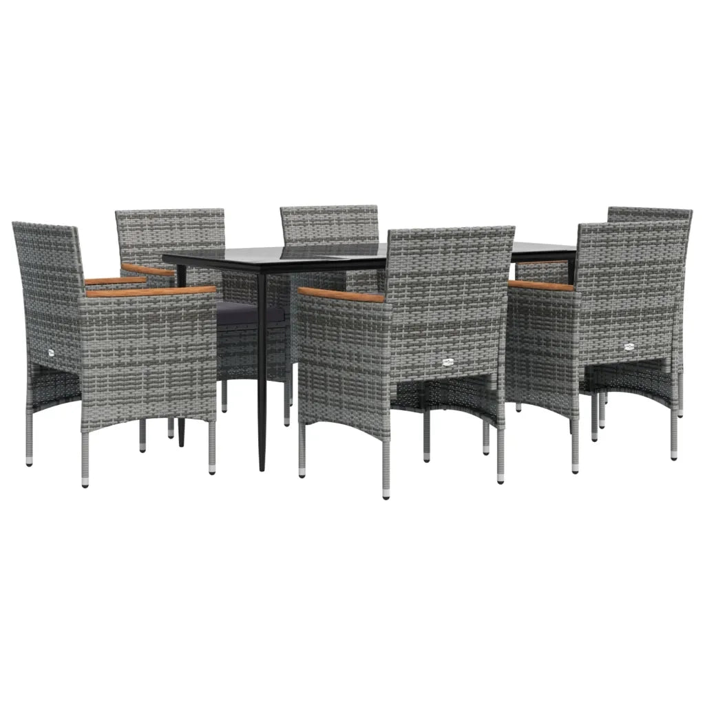 Set da Pranzo da Giardino 7 pz con Cuscini Grigio e Nero 3156645