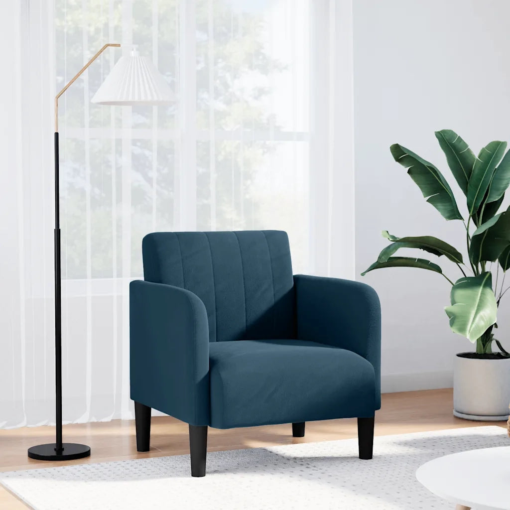 Divano Sedia con Braccioli Blu 54 cm in Velluto 4100577