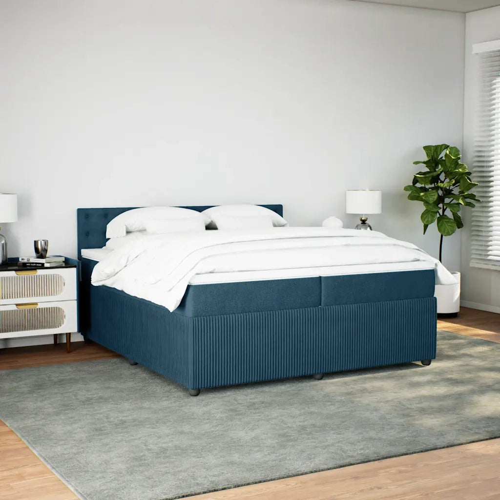 Giroletto a Molle con Materasso Blu 200x200 cm in Velluto 3290146