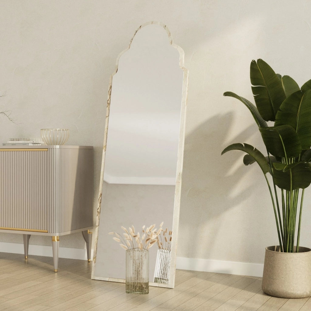 Vitta, Specchio Forma Rettangolare, 50x160h cm Bianco Marmo