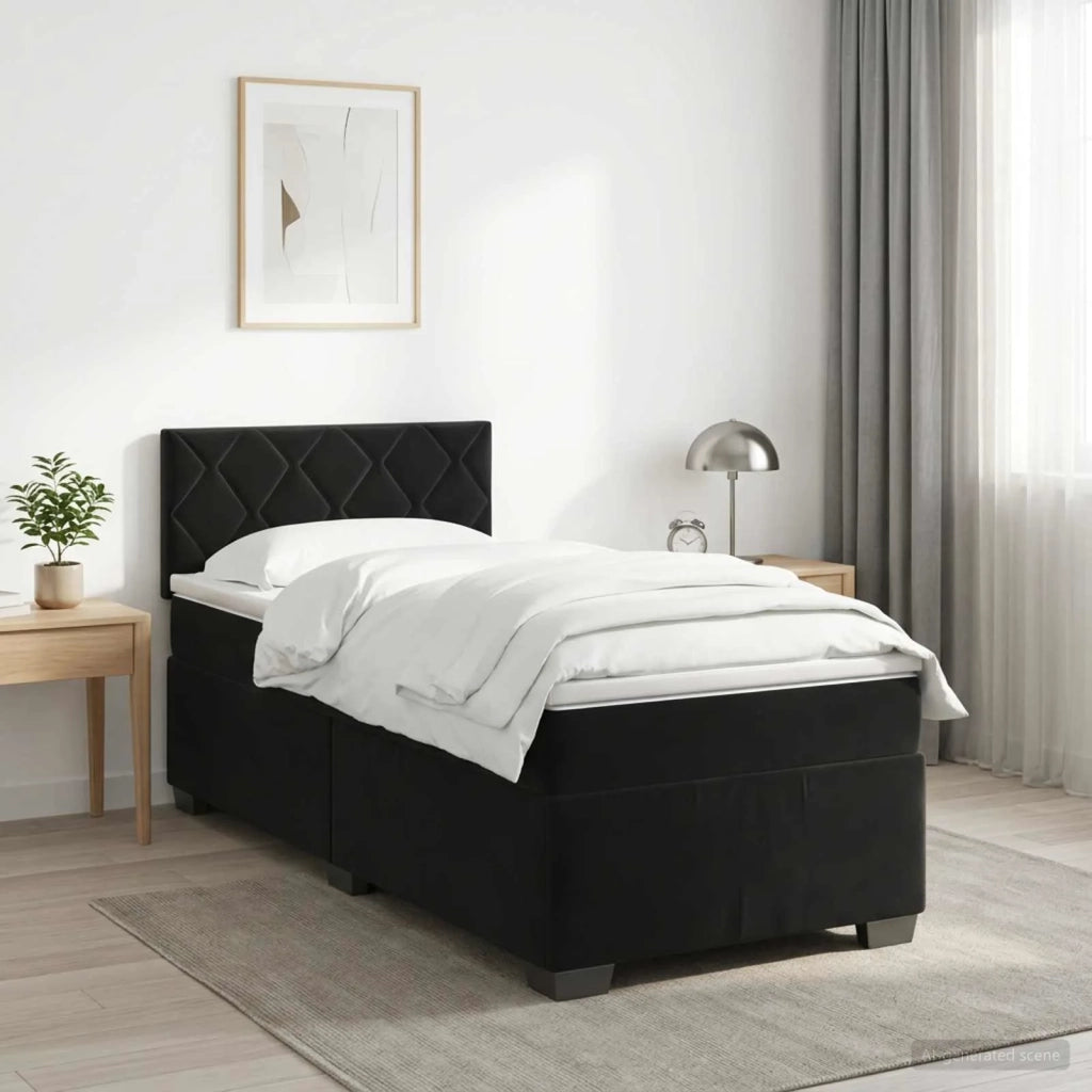 Letto box spring con materasso Nero 90 x 190 cm Velluto 3450628