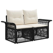 Set Divano da Giardino 4 pz | Set Salotto da Giardino Nero polyrattan