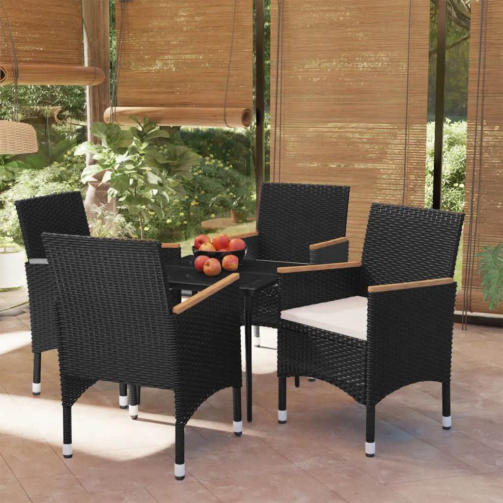 Set da Pranzo da Giardino 5 pz con Cuscini Nero 3099330