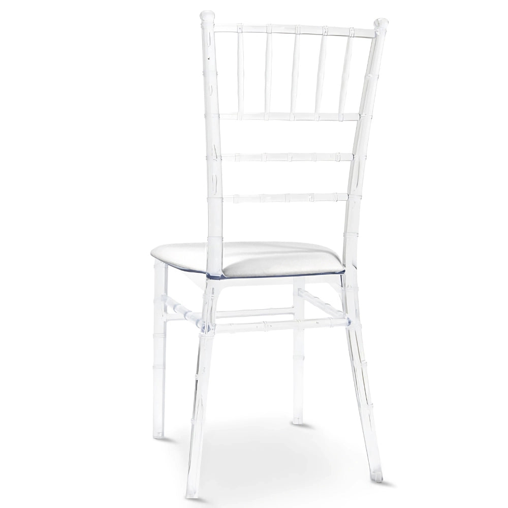 Set da 20 Sedie Chiavarine Trasparenti in Plastica con cuscino similpelle bianco