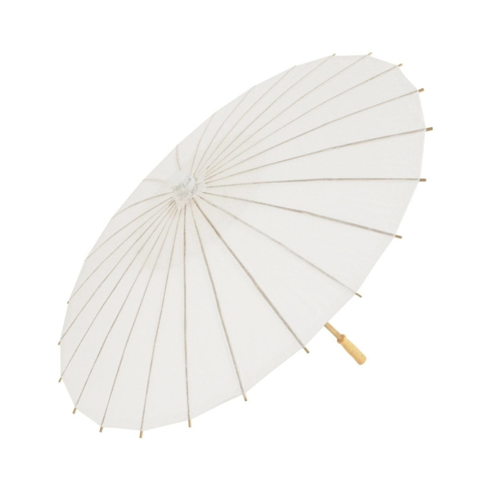 Trade Shop - Ombrello Bambu Bianco 30 Cm Carta Legno Sposa Wedding Matrimonio Ombrellino -