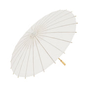 Trade Shop - Ombrello Bambu Bianco 30 Cm Carta Legno Sposa Wedding Matrimonio Ombrellino -