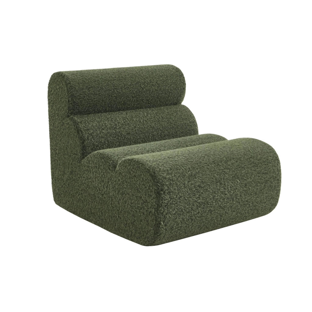 Poltrona effetto alpaca, 1 posto, verde kaki