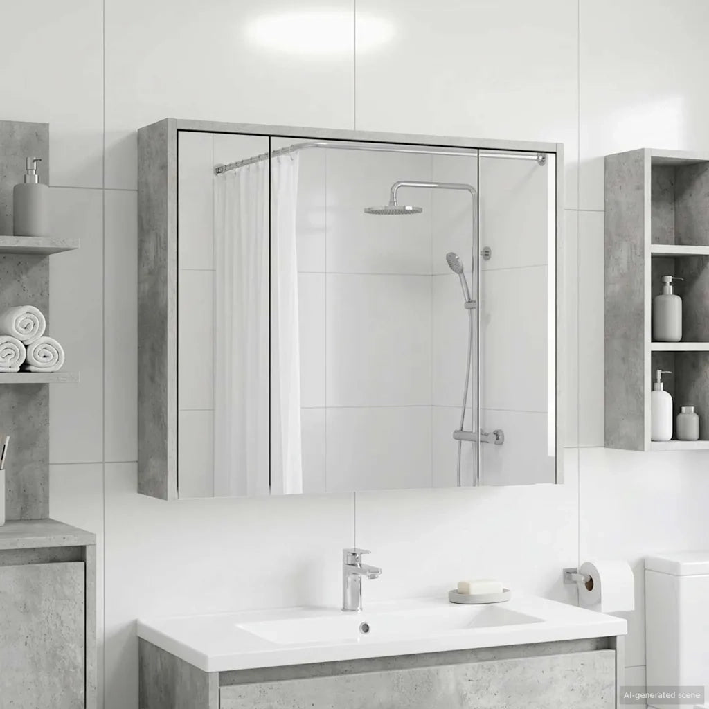 Mobiletto per specchio da bagno Grigio cemento 889170
