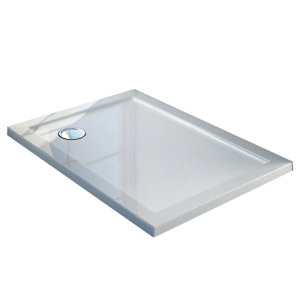 Piatto Doccia Slim 80x100x4 cm Rettangolare Acrilico Bordato Bianco Lucido mod. Flower