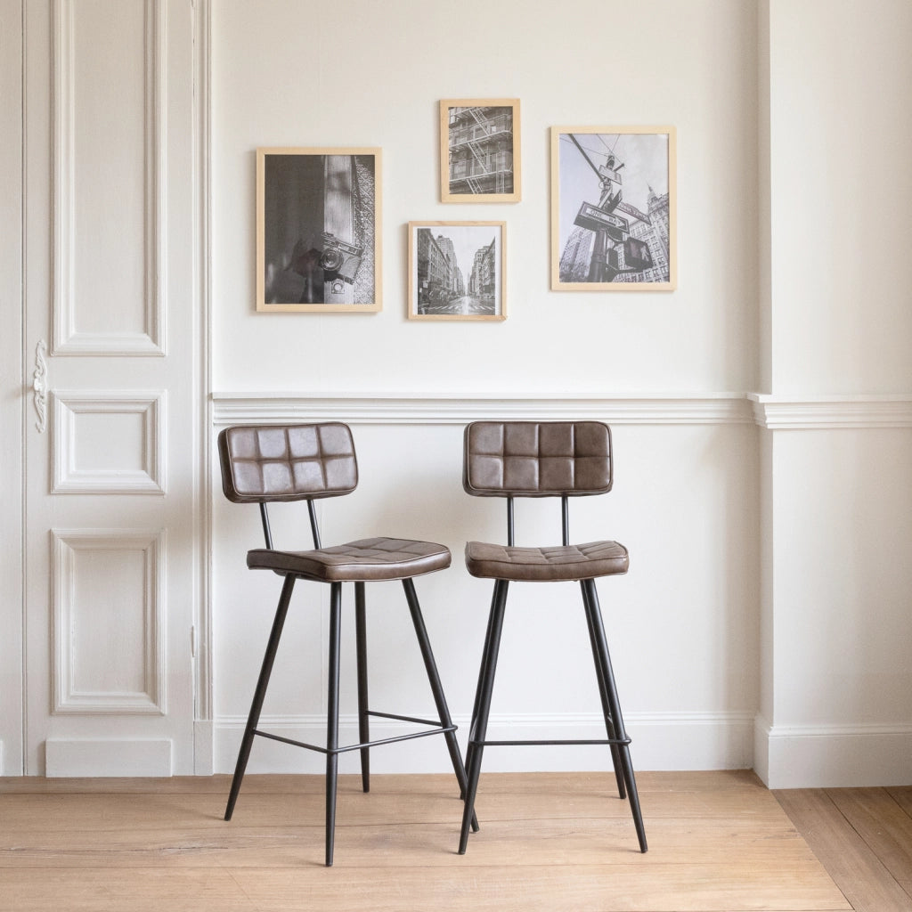 Set di 2 sgabelli da bar FERNAND in similpelle marrone