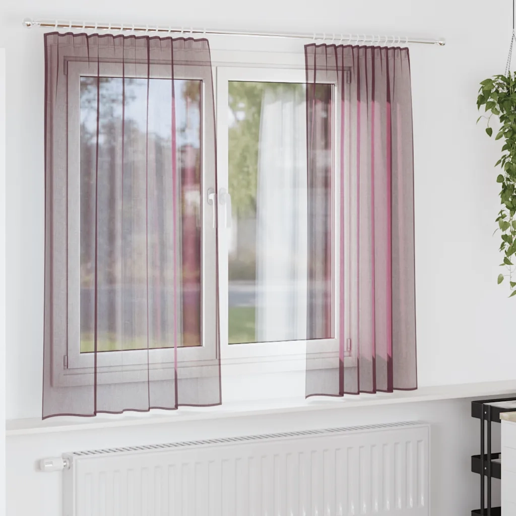 Tende in Voile con Tasche per Aste 2 pz Viola 4102201