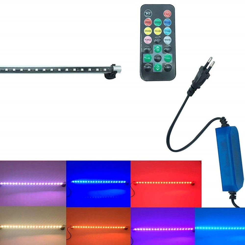 Trade Shop - Lampada Immersione Decorativa T4 Led Rgb Telecomando Acquari 60 Cm 6 W Ventose -