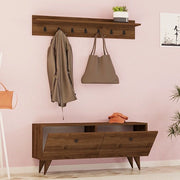 Serina, Mobile da Ingresso Appendiabiti, 113x35x49h cm Marrone Noce