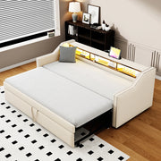 Divano letto - Xylo - 90/180x190 cm LED USB beige
