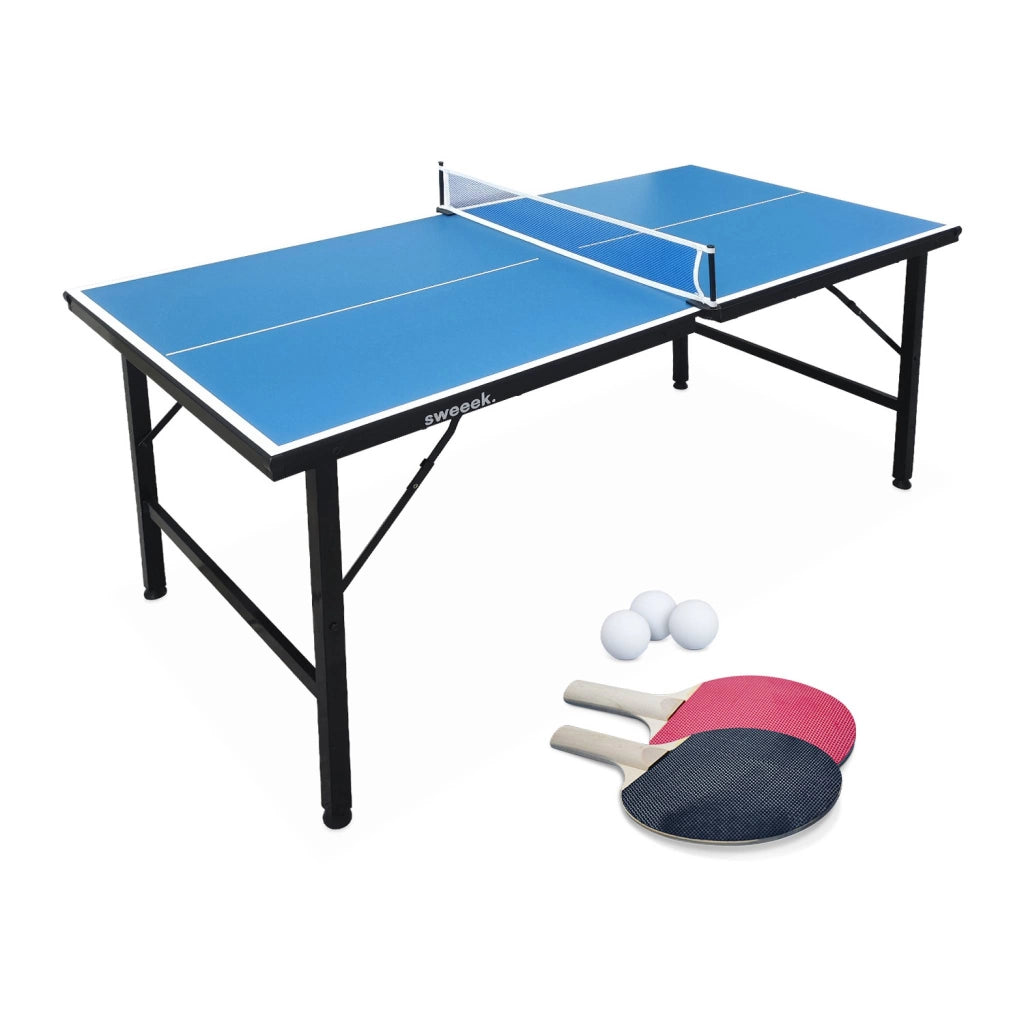 Mini tavolo da ping pong pieghevole per interni con 2 racchette e 3