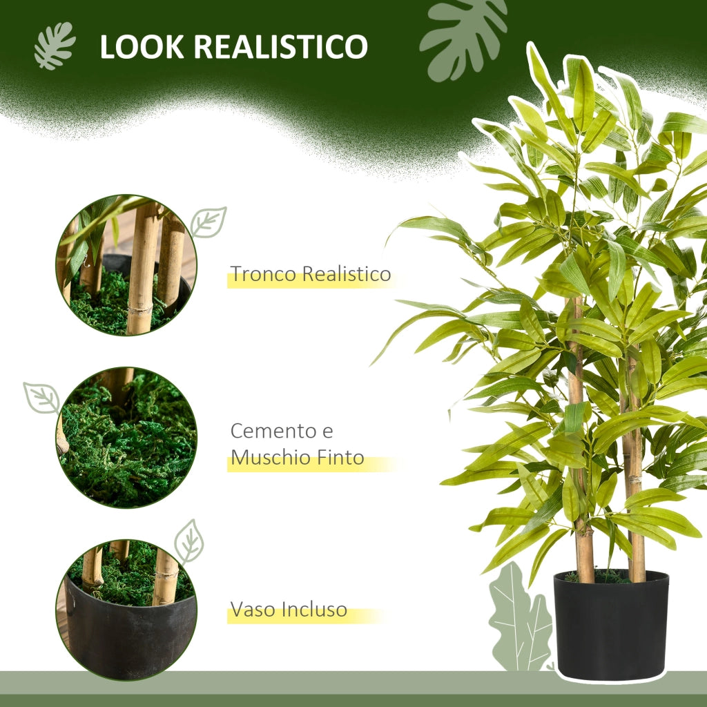 Pianta di Bamb¨´ Artificiale ¨C Xylo ¨C 60 cm Verde con Vaso in Cemento