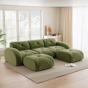 Sofa modulare a U 3 posti - Zephmum- 2 pouf inclusi tessuto comodo antiscivolo