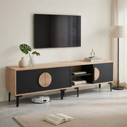 Lowboard TV 180 cm nero e rovere in truciolare