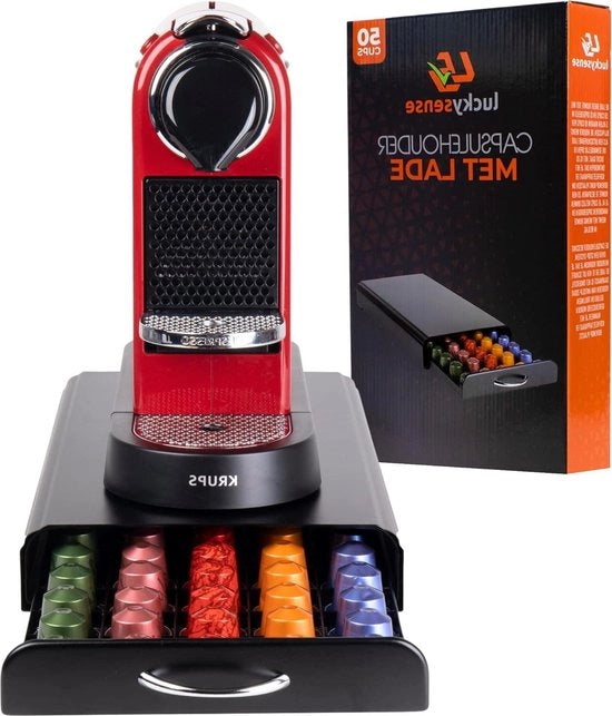 Capsule holder Nespresso con ricarica - Contenitore per tazze di caffè per 50 capsule - Inox Nero