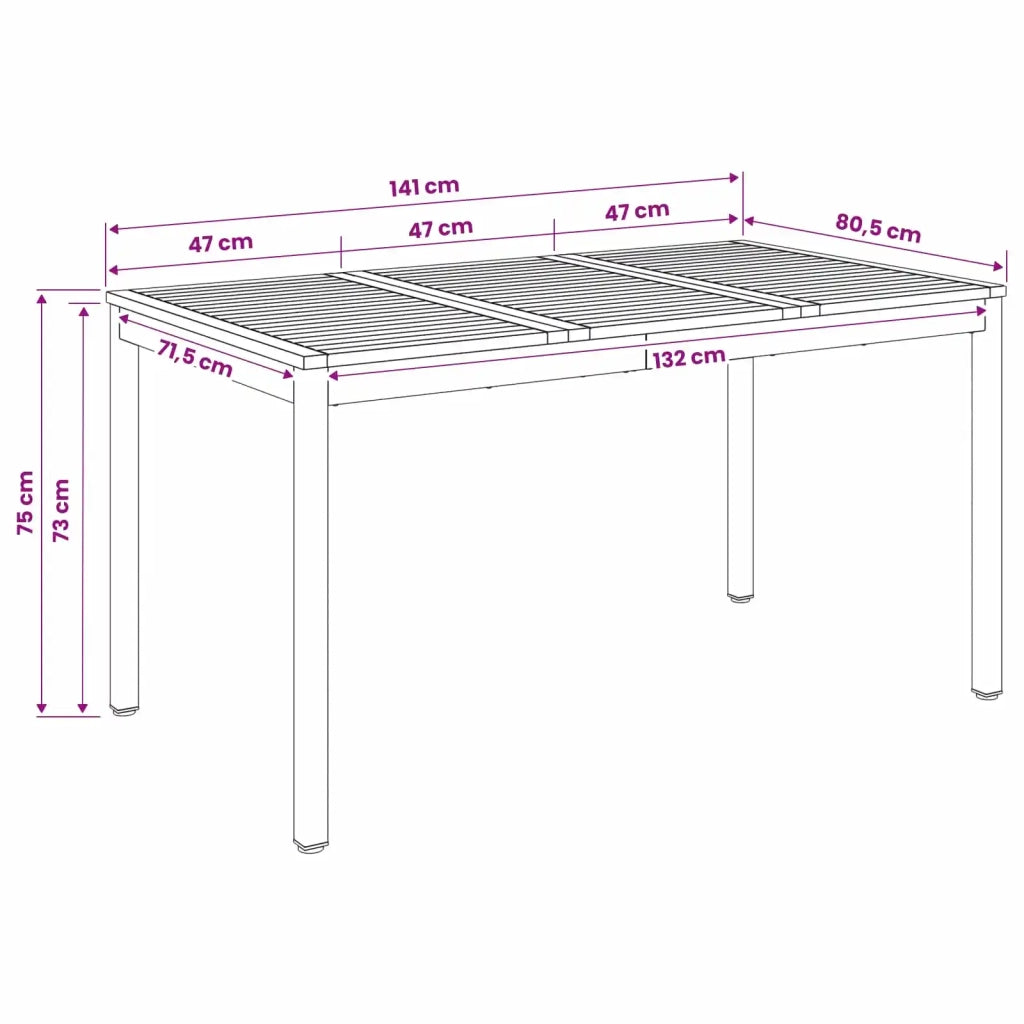 Tavolo da cena da giardino Bianco 141 x 80,5 x 75 cm 901765
