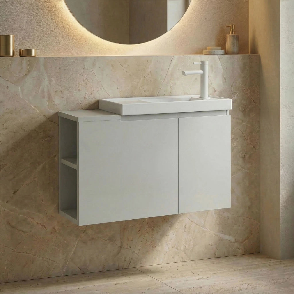 Mobile lavabo "Ferla 80" - 80 x 22 x 45 cm - Cashmere opaco