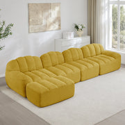 Divano modulare a 4 posti con pouf - Zephmum- Schiuma 32D, seduta profonda, guscio, tessuto morbido, giallo