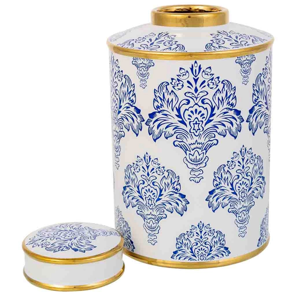 Vaso in ceramica bianca e blu, D17x27h cm