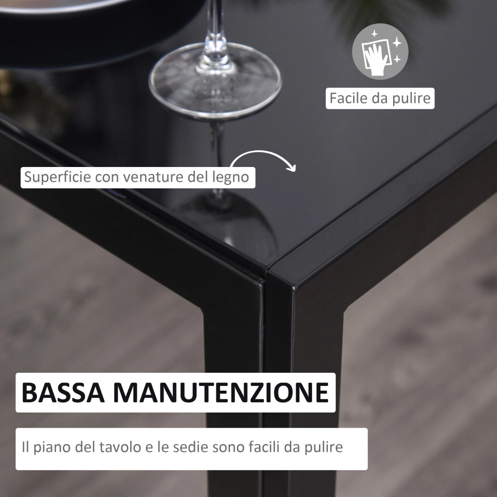 Set 5 Pezzi con Tavolo e Sedie da Pranzo ¨C zephmum ¨C Nero