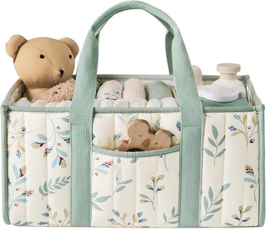 Tas per la raccolta dei pannolini - Scatola per la raccolta dei pannolini - Tas di stoccaggio - Scatola per la raccolta dei pannolini - Tas per la mamma - 38,1*25,4*17,8cm - Foglie di colore rosso scuro, 38,1 * 25,4 * 17,8
