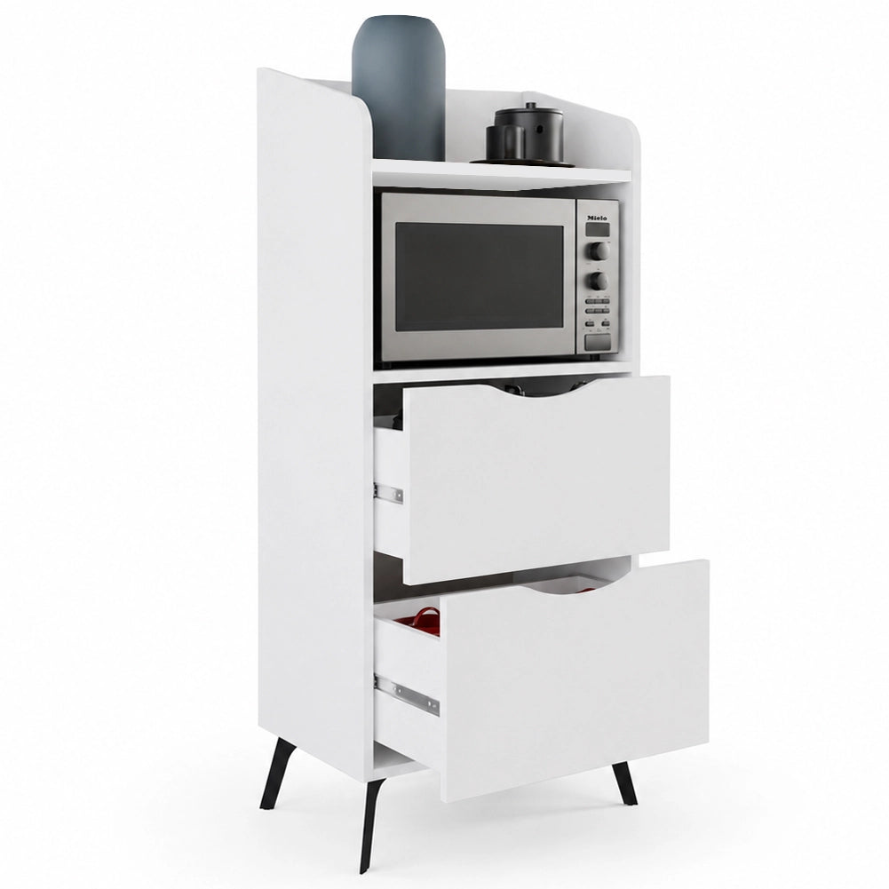Mobile Multiuso Contenitore con 2 Cassetti e 1 Ripiano Bianco 60x36x136 cm
