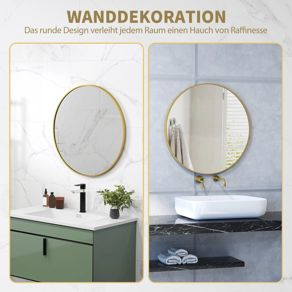 Specchio Bagno Rotondo con Cornice Oro ¨C zephmum ¨C 70x70 cm