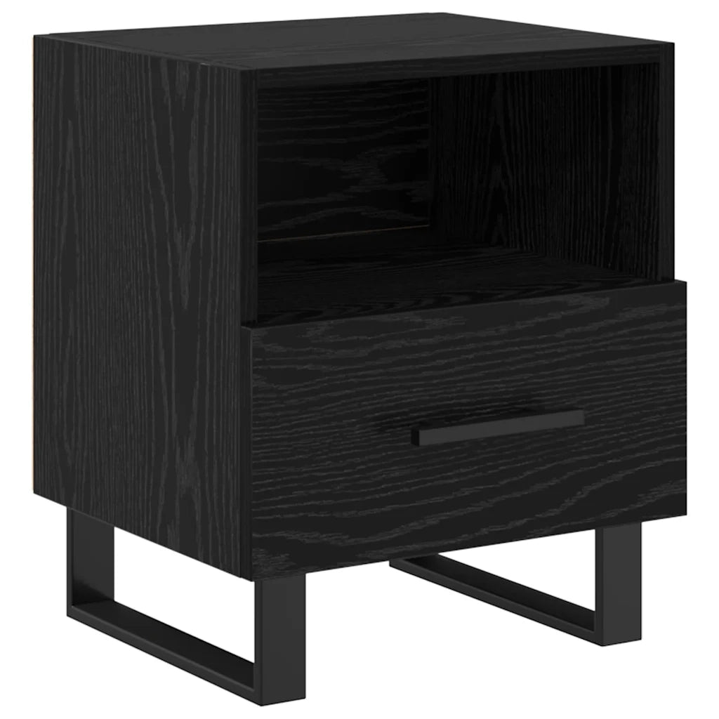Set di 2 Comodini | Armadio da Notte | Mobiletto da notte Rovere Nero 40 x 35 x 47,5 cm