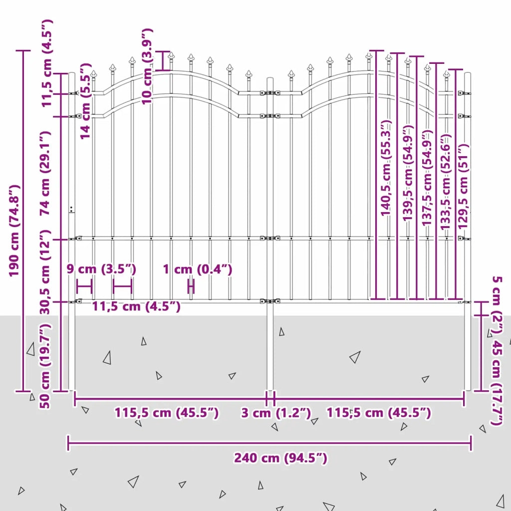 Recinzione per Giardino Woerden Grigio 240 x 190 cm 42003961