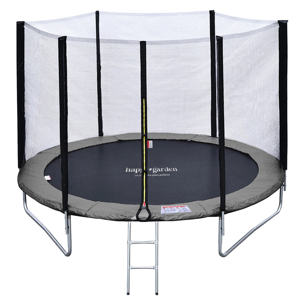Premium Pack Trampolino 245cm reversibile grigio/rosa CANBERRA + rete, scala, copertura e kit di ancoraggio