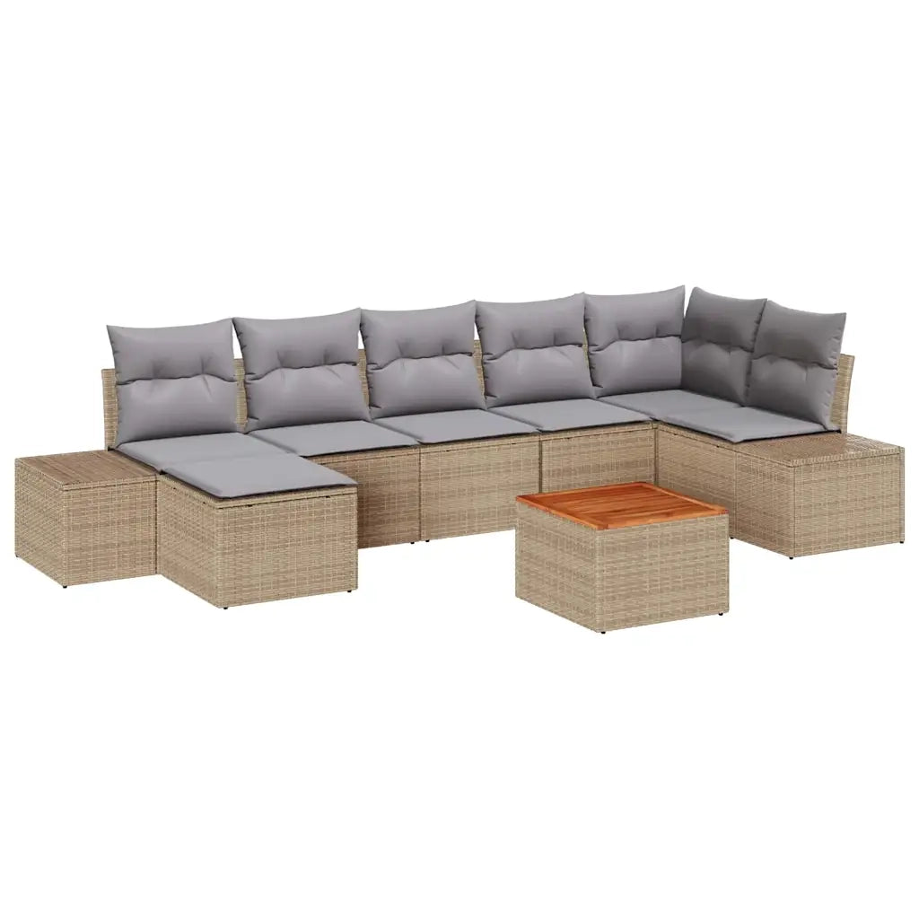 Set Divano da Giardino 8 pcs beige e grigio chiaro