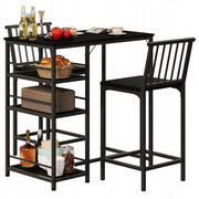 Set tavolo da pranzo + 2 sgabelli da bar, nero, stile loft, per la cucina