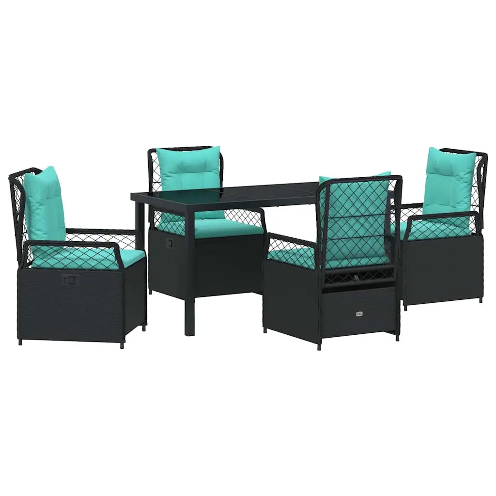 Set da Pranzo per Giardino 5 pcs Nero polyrattan 3381060