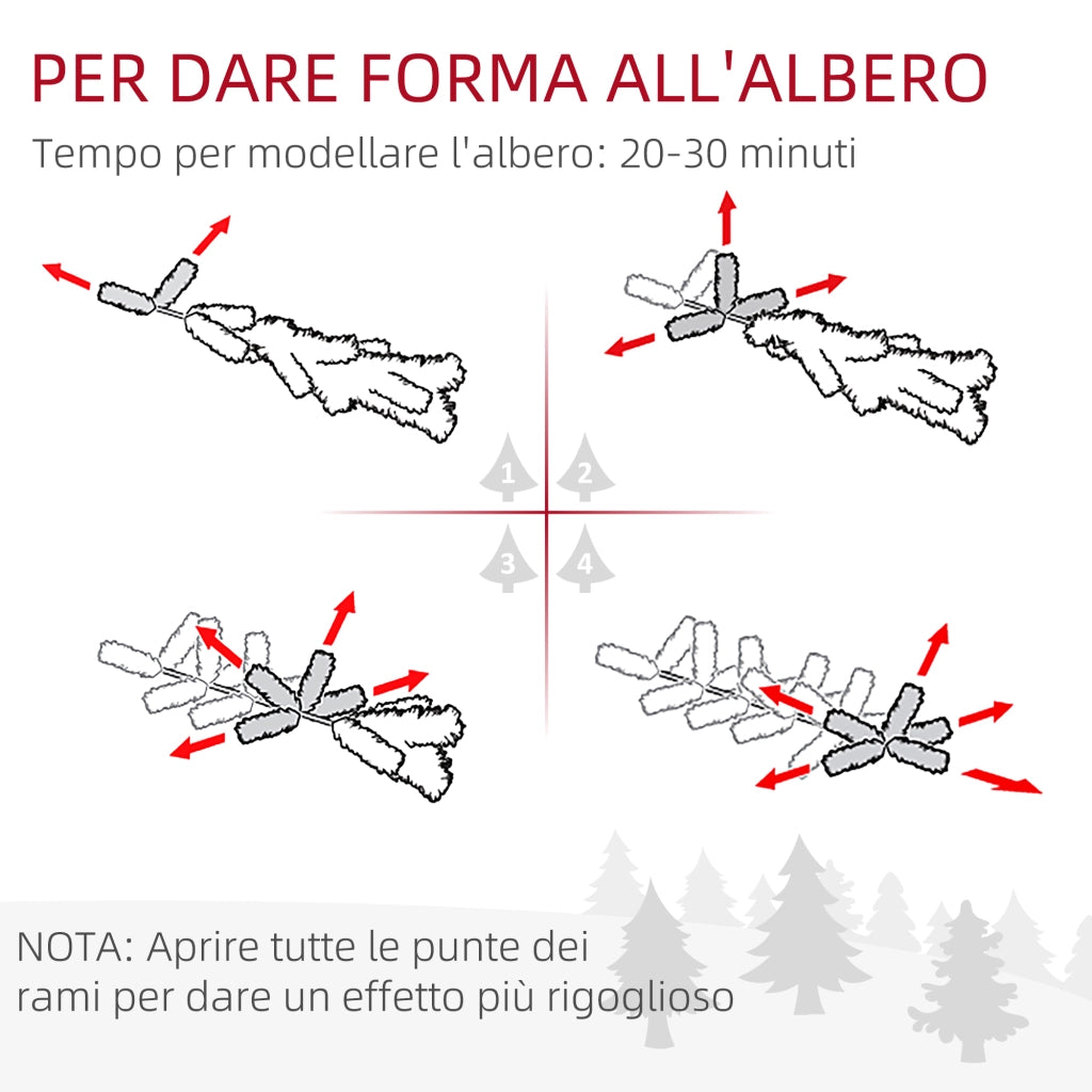 Albero di Natale Artificiale da 180cm con Pigne, 618 Rami e Base in Metallo, Verde