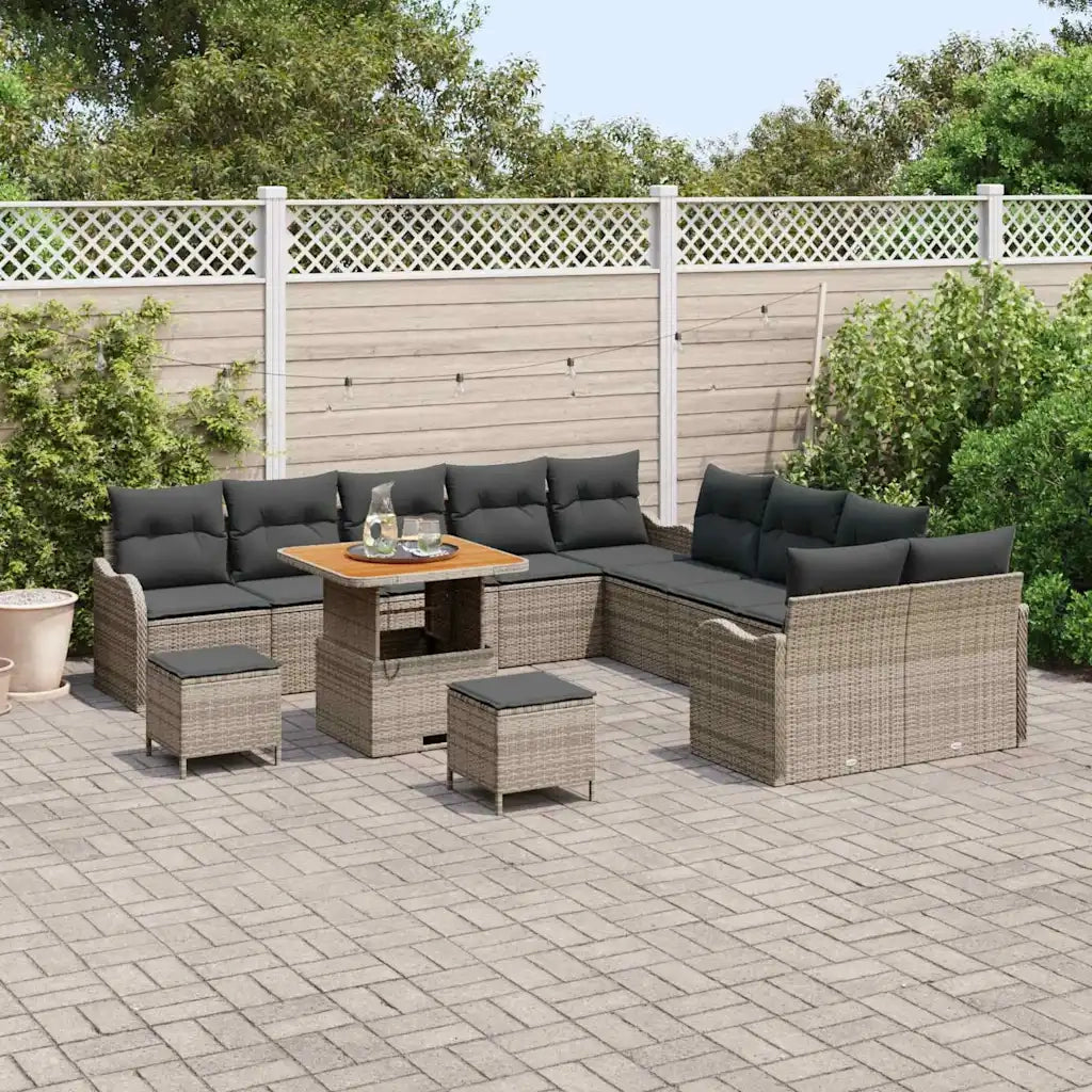 Set Divano da Giardino con cuscino 13 pcs Grigio polyrattan 3362323