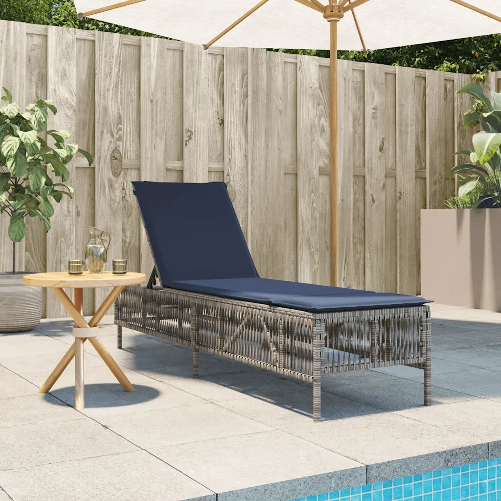 Lettino prendisole con Cuscino in Polyrattan Grigio 4002743