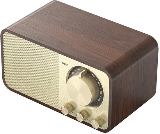 Mini luidspreker retro Bluetooth, luidspreker portatile in legno, compatibile con TF, AUX e USB, ideale per uso all'aperto e in viaggio.