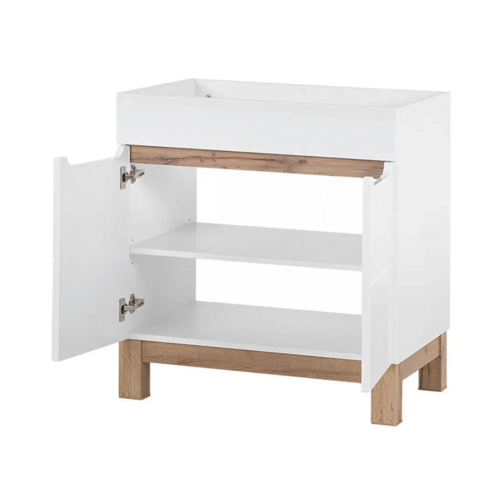 Set ERMANO: mobile sottolavabo 80cm + lavabo da incasso + sifone + colonna + contenitori con specchi