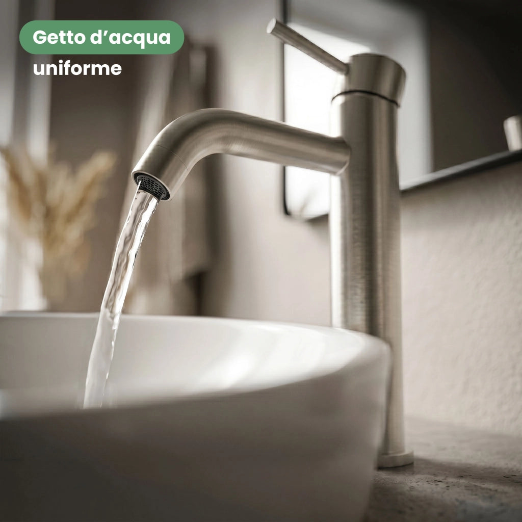 Rubinetto lavabo alto da appoggio miscelatore bagno cromato VERTI