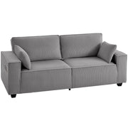 Divano 3 posti 218 cm ¨C Xylo ¨C Tessuto velluto grigio chiaro con cuscini