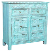 Credenza in legno invecchiato blu 101x41x101h cm