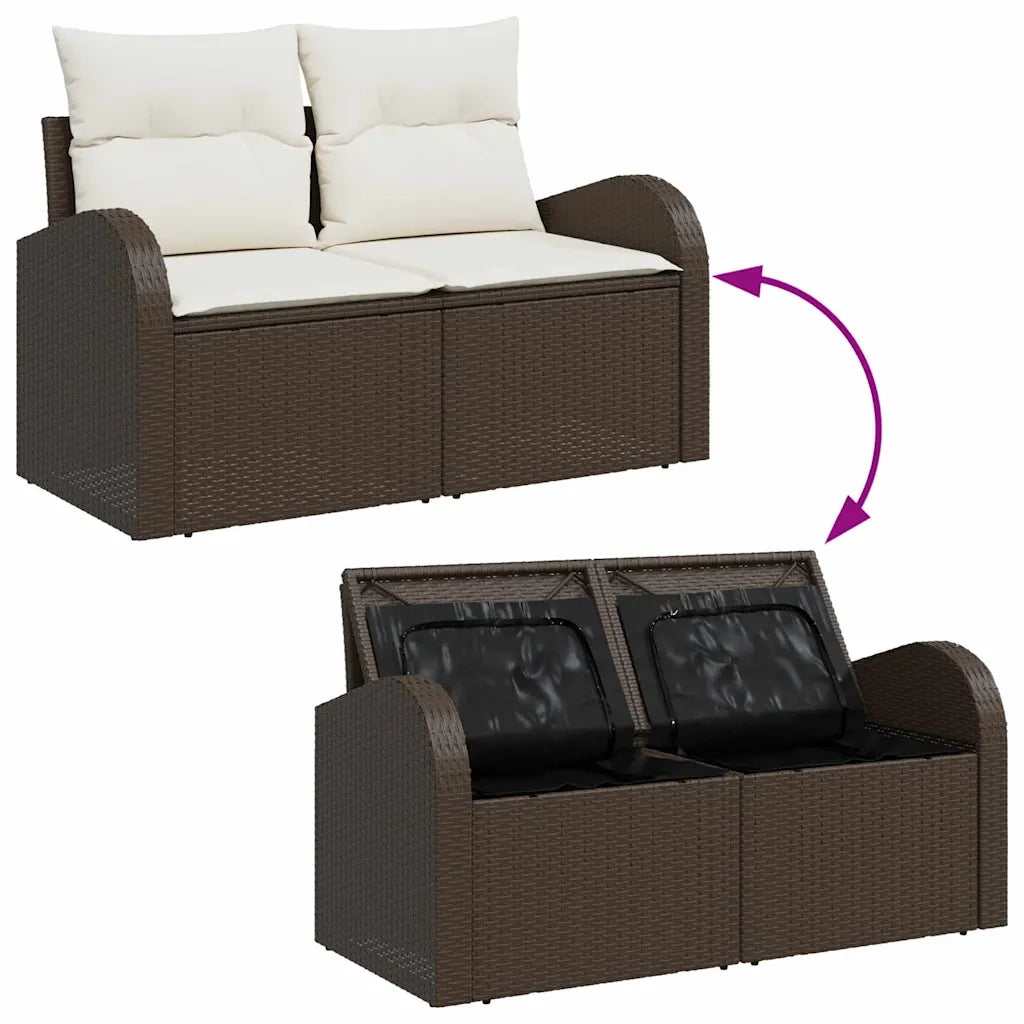 Set di divani con cuscino 6 pcs Marrone e bianco polyrattan 3354817